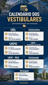Calendário de Vestibulares 2027 das Universidades Estaduais do Paraná