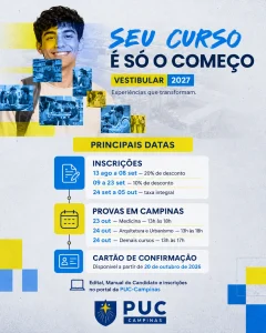 Principais datas do Vestibular PUC-Campinas 2027