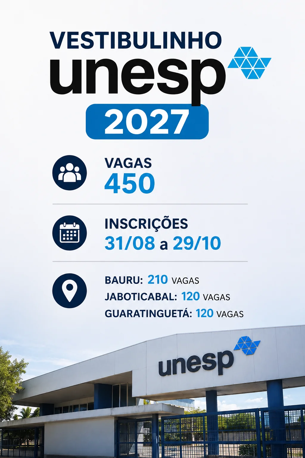 Datas e inscrição do Vestibulinho Unesp 2027