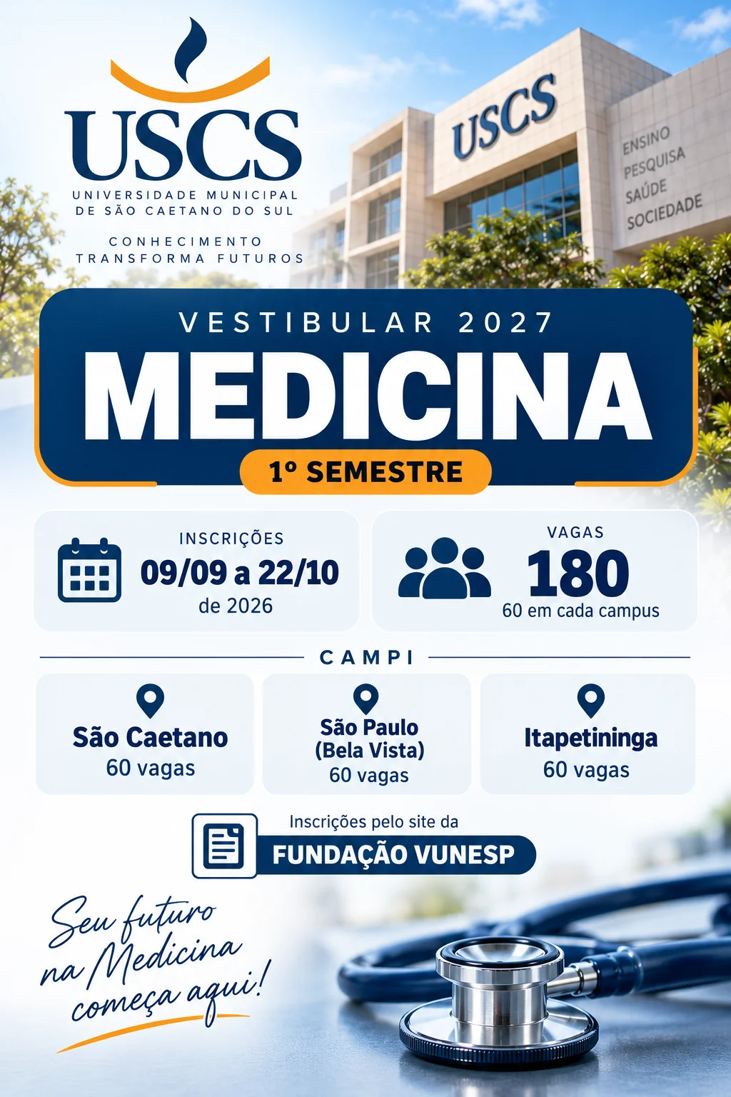 informações vestibular 2027 medicina uscs